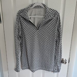 Lands' End Light Gray 3/4 Zip Long Sleeve Top